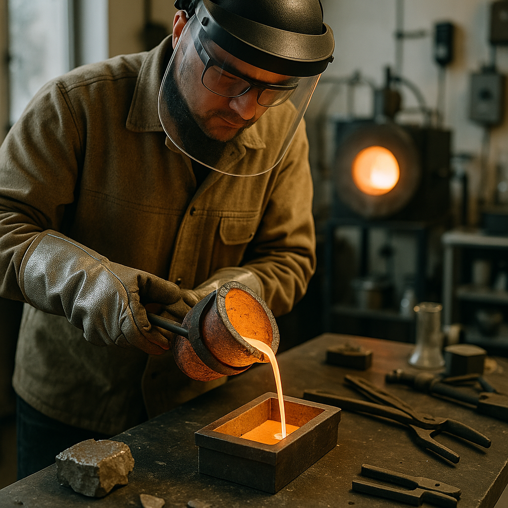 Imgi 121 worker pouring molten metal metallurgical lab